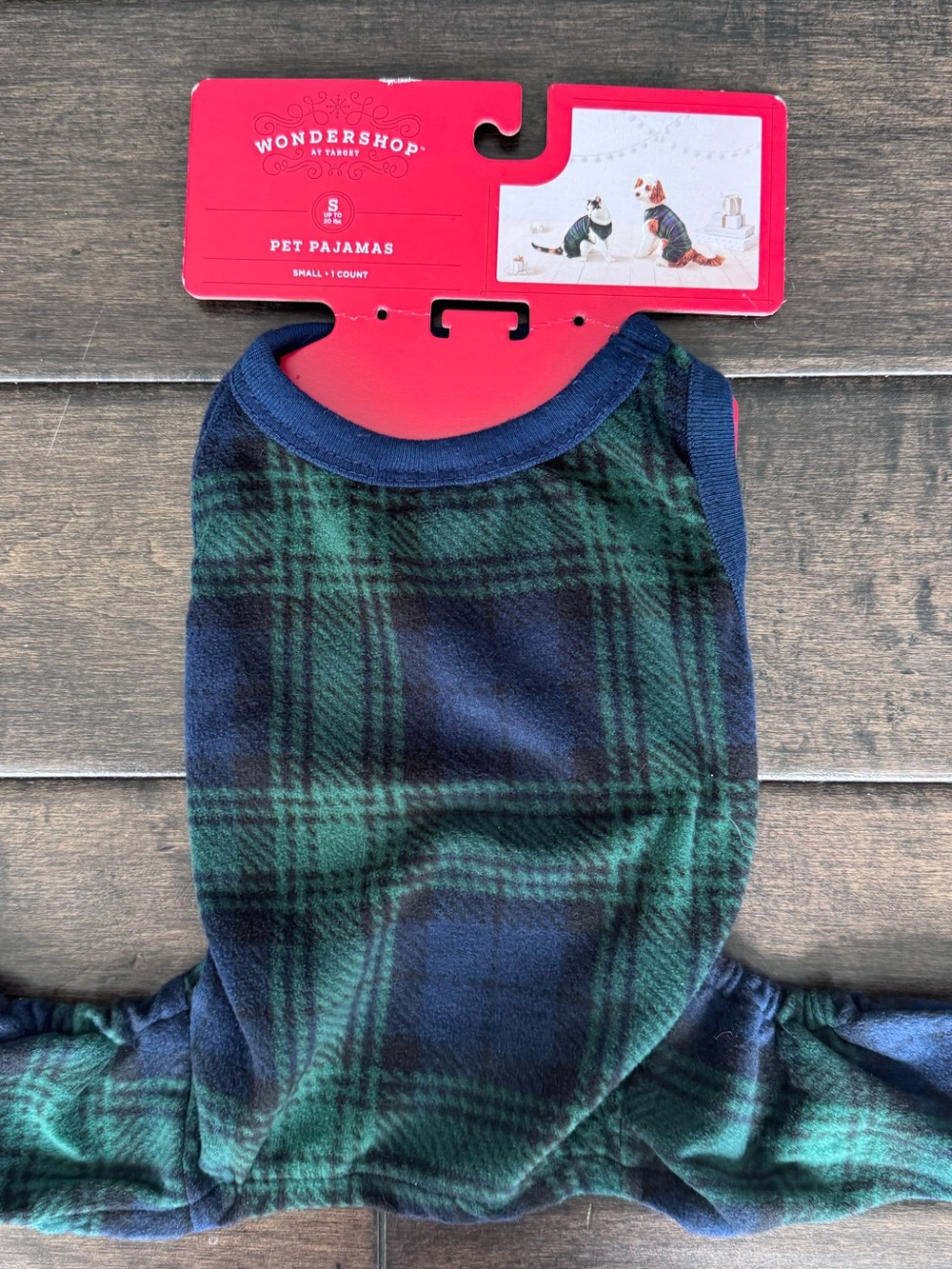 ❤️3/$30 Wondershop Target Pet Pajamas Green Blue Plaid Fleece Dog Cat Size NWT S